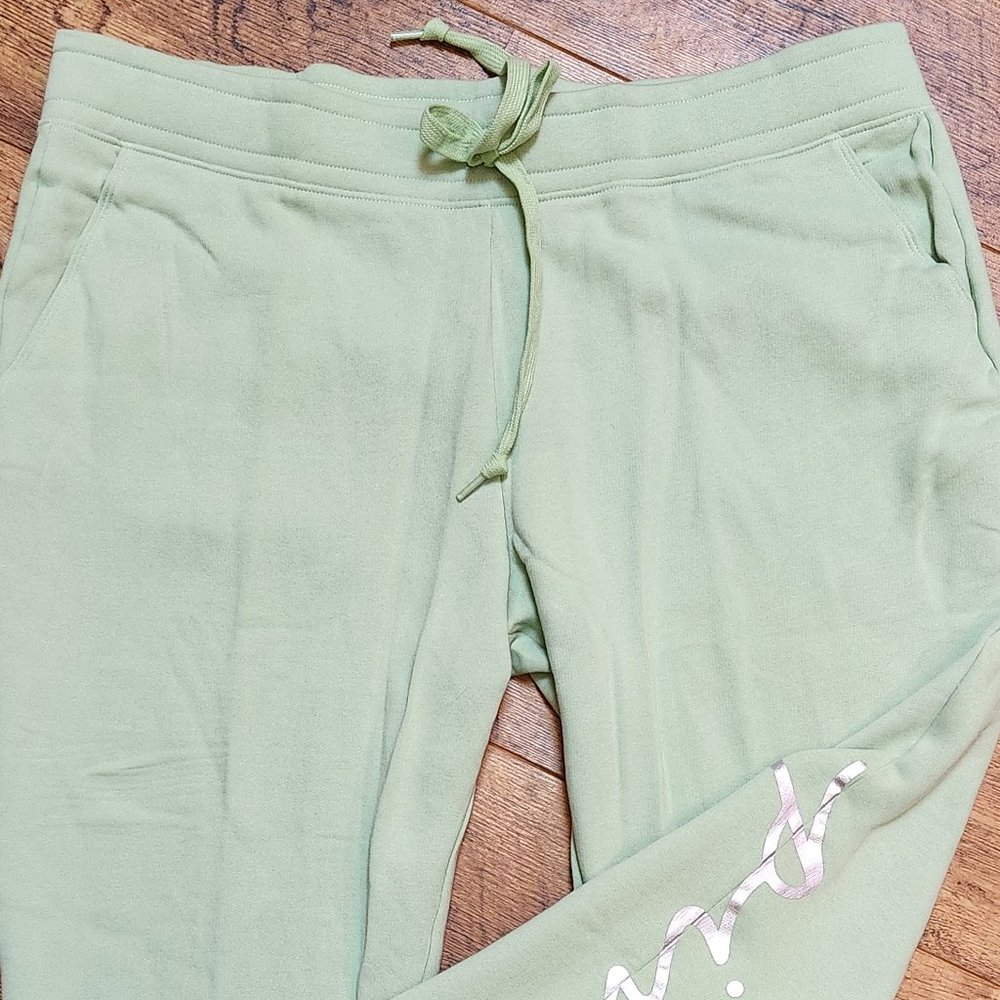 PINK VICTORIA'S SECRET Mint Green Silver Metallic Jogger Set - XXL - Picture 5 of 7